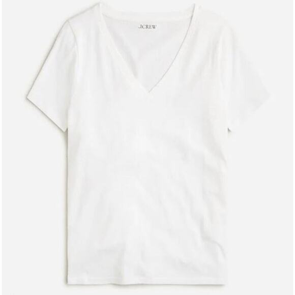 JCrew Factory Womens Vintage Slub 100% Cotton V-Neck Tee H5967 White Sz XXS NWOT - Picture 2 of 3